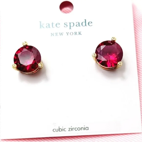 New Kate Spade Festive Pink Rise and Shine Golden Cubic Zirconia Stud  Earrings